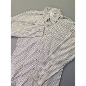 Brooks Brothers Mens‎ Large Gray Beige Checkered Plaid Button Down Preppy Office